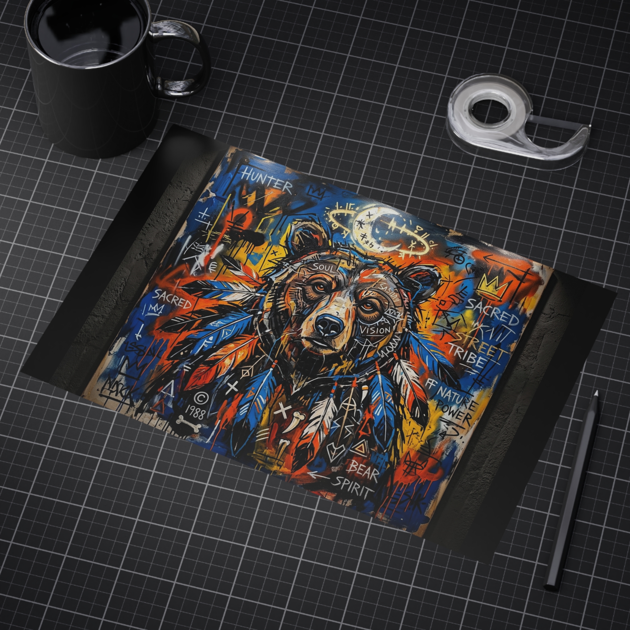 Native Bear Spirit Unframed Print — Tribal Graffiti Wildlife Wall Art - Image 23